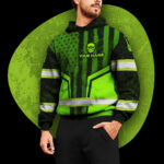 3 Hi Vis Hoodie Skull Flag American Reflective Safety Workwear