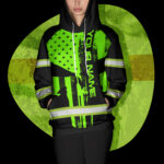 3 Hi Vis Hoodie Skull Flag Custom Name Reflective Safety Workwear