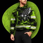 3 Hi Vis Hoodie US Flag Custom Name Reflective Safety Workwear 1