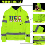 3 High Visibility Hoodie, Waterproof Reflective Hi Vis safety Hoodie