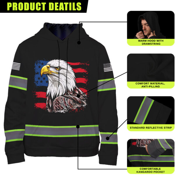 3 High Visibility Hoodie, Waterproof Reflective Hi Vis safety Hoodie