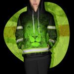 3 High Visibility Hoodie for Men Custom Name Lion Green Reflective Hoodies