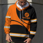 4 Hi Vis Hoodie Black And Orange Custom Name, Logo, Company Reflective Safety Workwear