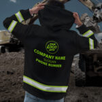 4 Hi Vis Hoodie Black Custom Name, Company &amp; Logo Reflective Safety Workwear