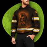 4 Hi Vis Hoodie Black Custom Name, Pattern Skull Reflective Safety Workwear