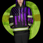 4 Hi Vis Hoodie Custom Name Pattern Flag USA Reflective Safety Workwear