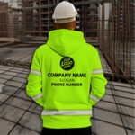4 Hi Vis Hoodie Green Custom Name, Logo And Company Reflective Safety Workwear