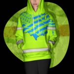 4 Hi Vis Hoodie Green Flag American Custom Name Reflective Safety Workwear