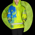 4 Hi Vis Hoodie Green Reflective Pattern Skull Custom Name Safety Workwear 029