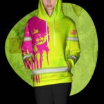 4 Hi Vis Hoodie Green Reflective Pattern Skull Custom Name Safety Workwear