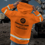 4 Hi Vis Hoodie Orange Custom Name, Company &amp; Logo Reflective Safety Workwear