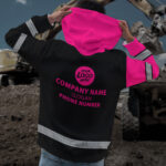 4 Hi Vis Hoodie Reflective Black And Pink Custom Name, Company And Logo Safety Workwear