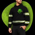 4 Hi Vis Hoodie Reflective Black Pattern Skull Custom Name Safety Workwear 040