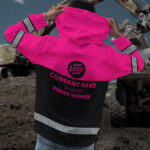 4 Hi Vis Hoodie Reflective Black &amp; Pink Custom Name, Company And Logo Safety Workwear