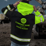 4 Hi Vis Hoodie Reflective Green &amp; Black Custom Name, Company And Logo Safety Workwear