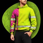 4 Hi Vis Hoodie Reflective Green Neon Flag USA Custom Name Safety Workwear
