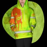 4 Hi Vis Hoodie Reflective Green Pattern Skull Custom Name Safety Workwear