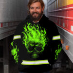 4 Hi Vis Hoodie Reflective Green Skull Visibility Shirt For Men Custom Name