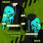 4 Hi Vis Hoodie Reflective Mint Neon Skull US Flag Custom Name