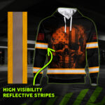 4 Hi Vis Hoodie Reflective Orange Neon Skull USA Flag Custom Name