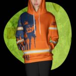 4 Hi Vis Hoodie Reflective Orange Pattern Skull Custom Name Safety Workwear