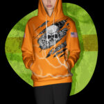 4 Hi Vis Hoodie Reflective Orange Pattern Skull Safety Workwear 101