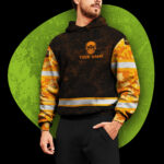 4 Hi Vis Hoodie Reflective Pattern Skull And Eagle Custom Name Safety Workwear 014