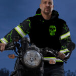 4 Hi Vis Hoodie Reflective Skull American US Flag Green Neon Custom Name