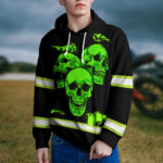 4 Hi Vis Hoodie Reflective Skull Green Neon US Flag Custom Name