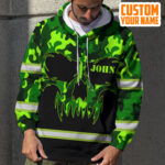 4 Hi Vis Hoodie Reflective Skull My Scars Tell Story Camo Green Neon Custom Name 020