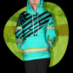 4 Hi Vis Hoodie Reflective Tapes Mint Neon US Flag