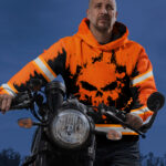 4 Hi Vis Hoodie Reflective Tapes Orange Skull Custom Name Sa