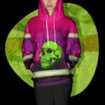 4 Hi Vis Hoodie Reflective Tapes Pink Forest Green Skull With Chain Safety