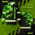 4 Hi Vis Hoodie Reflective Tapes Skull Camo Neon US Flag Custom Name