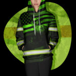 4 Hi Vis Hoodie Reflective USA Flag Eagle Patriotic Orange Neon Custom Name