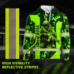 4 Hi Vis Hoodie Reflective Veteran US Flag Camo Green Neon Custom Name