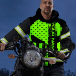 4 Hi Vis Hoodie Skull Flag Custom Name Reflective Safety Workwear