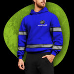 4 Hi Vis Hoodie Violet Custom Name, Logo And Company Reflective Safety Workwear