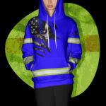4 Hi Vis Hoodie Violet Skull Scratch Custom Name Reflective Safety Workwear