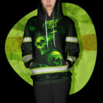 4 Hi Vis Shirt Reflective Tapes Green Skull Custom Name Safety Workwear