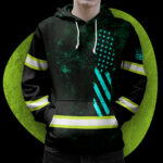 4 Hi Vis Shirt Reflective Tapes Mint US Flag Custom Name Safety Workwear