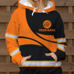 5 Hi Vis Hoodie Black And Orange Custom Name, Logo, Company Reflective Safety Workwear