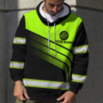 5 Hi Vis Hoodie Black Custom Name, Company &amp; Logo Reflective Safety Workwear