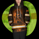 5 Hi Vis Hoodie Black Custom Name, Pattern Skull Reflective Safety Workwear