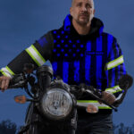5 Hi Vis Hoodie Black Flag USA Violet Custom Name Reflective Safety Workwear
