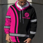 5 Hi Vis Hoodie Black &amp; Pink Custom Name, Logo &amp; Company And Number Reflective Safety Workwear
