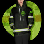 5 Hi Vis Hoodie Black Reflective Pattern Skull Custom Name Safety Workwear 023