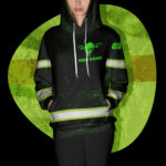 5 Hi Vis Hoodie Black Reflective Pattern Skull Custom Name Safety Workwear 036