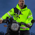 5 Hi Vis Hoodie Green Flag Scratch Reflective Safety Workwear