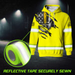 5 Hi Vis Hoodie Green Skull Flag American Custom Name Reflective Safety Workwear